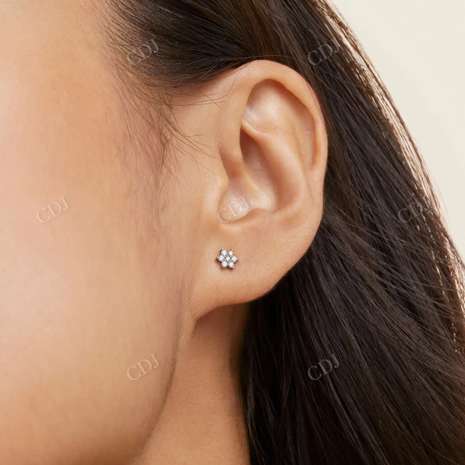 0.1CTW Lab Grown Flower Stud Earrings