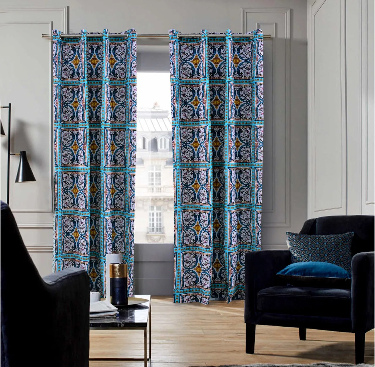 2 PCs Room Curtains-Luxurious frames