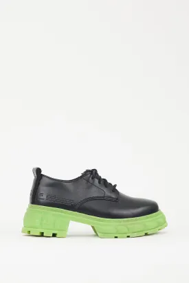 Black & Green Rubber Sole Derby