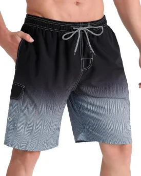 BOJIN Mens Swim Trunks 9" Quick Dry Stretch Swim Shorts Mesh Lining Bathing Suits Swimwear Beach Shorts with Pockets