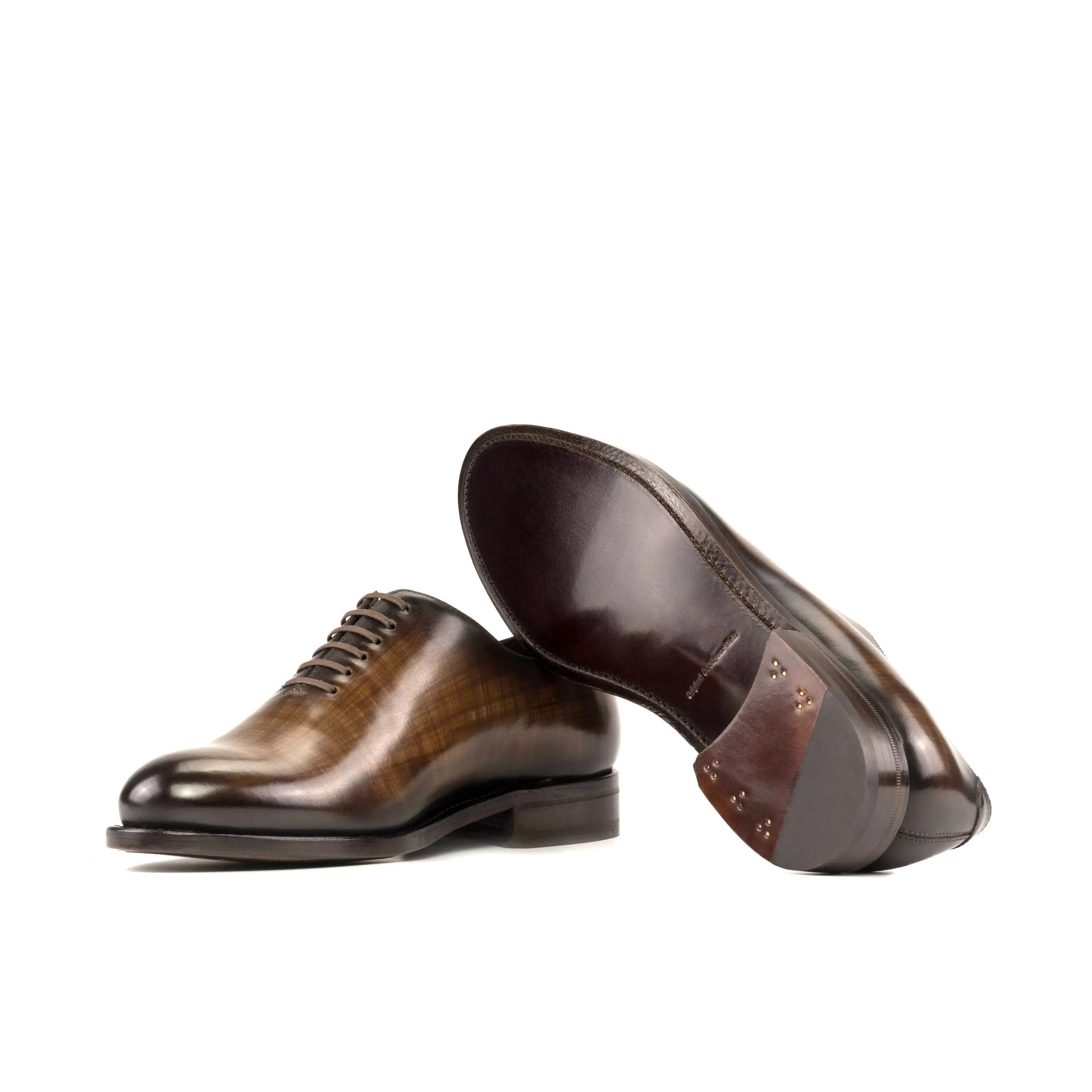 DapperFam Giuliano in Brown Men's Hand-Painted Patina Whole Cut