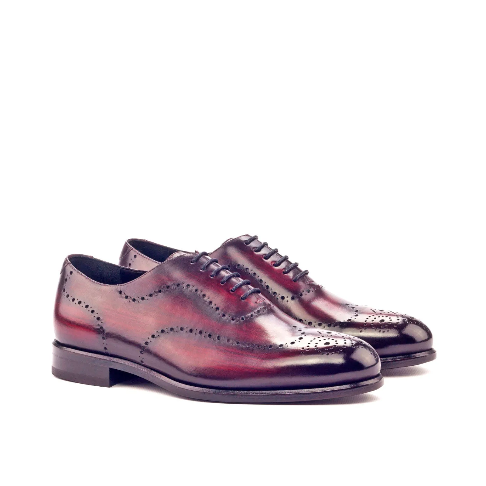 DapperFam Giuliano in Burgundy Men's Hand-Painted Patina Whole Cut