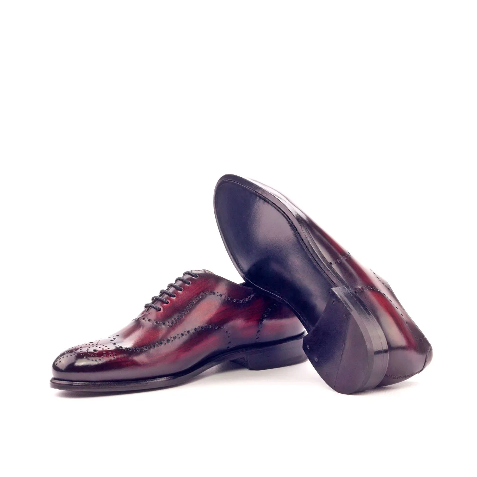 DapperFam Giuliano in Burgundy Men's Hand-Painted Patina Whole Cut