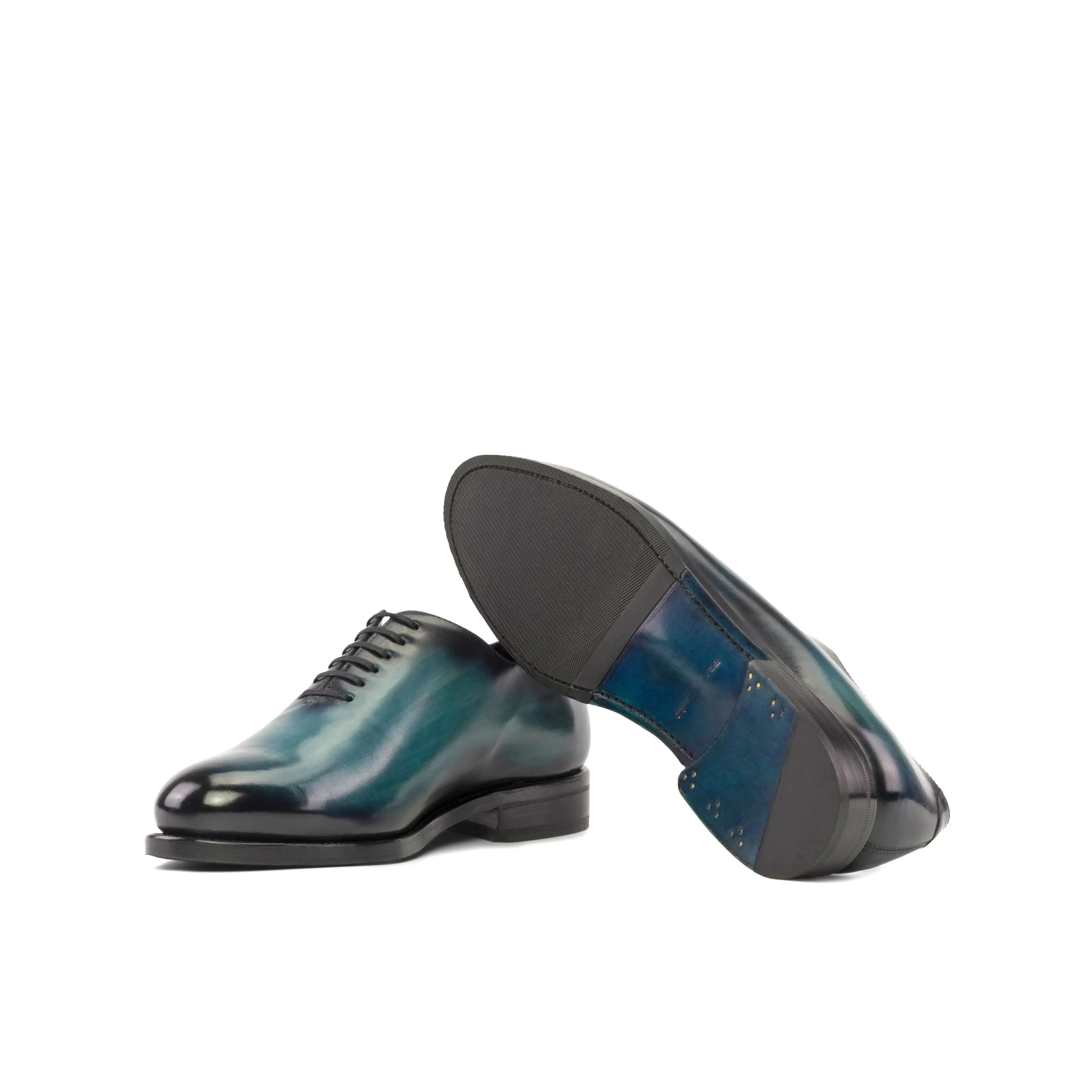 DapperFam Giuliano in Turquoise Men's Hand-Painted Patina Whole Cut