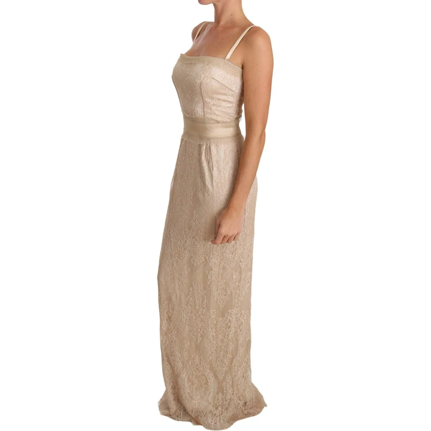 Dolce & Gabbana Elegant Beige Sheath Floor-Length Dress