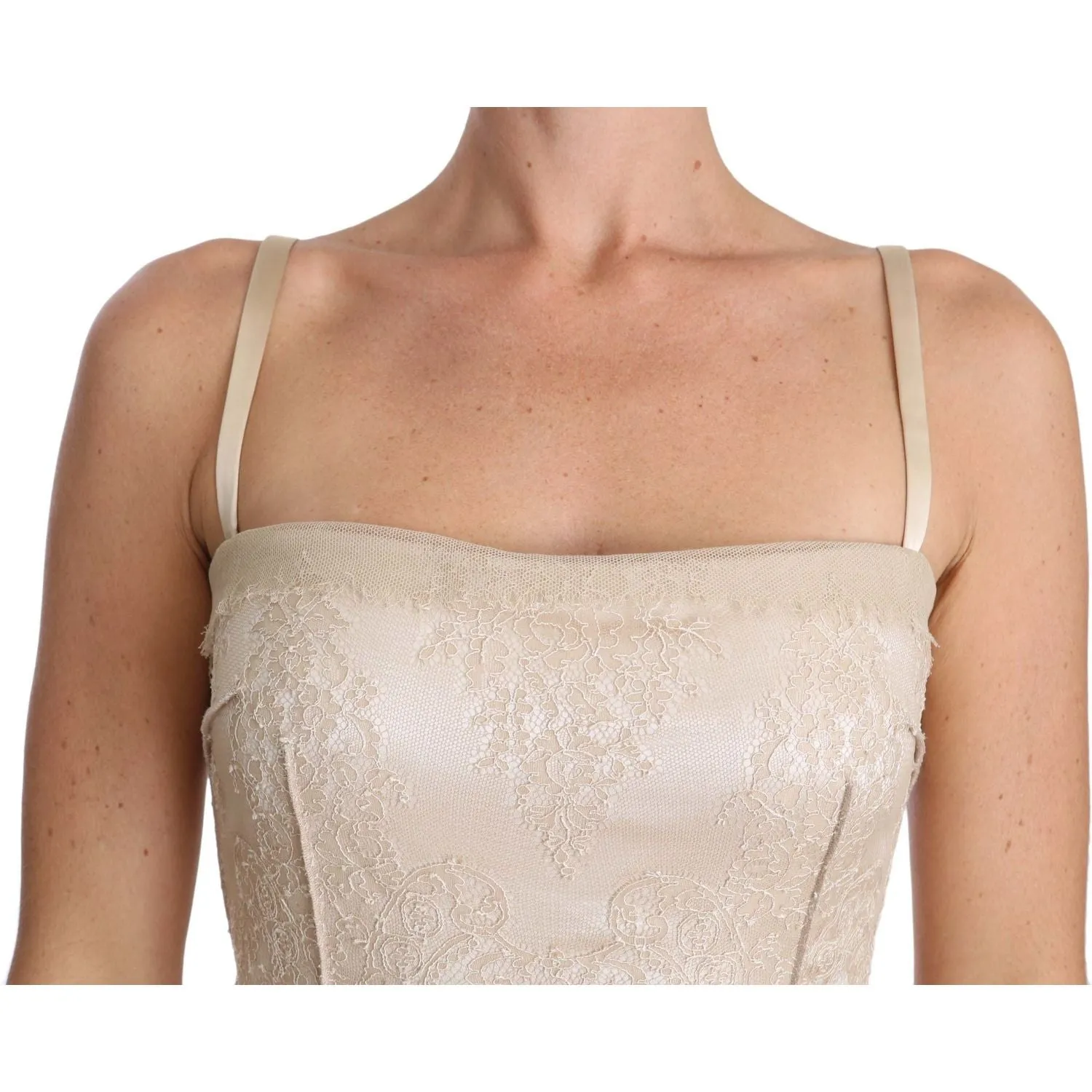 Dolce & Gabbana Elegant Beige Sheath Floor-Length Dress