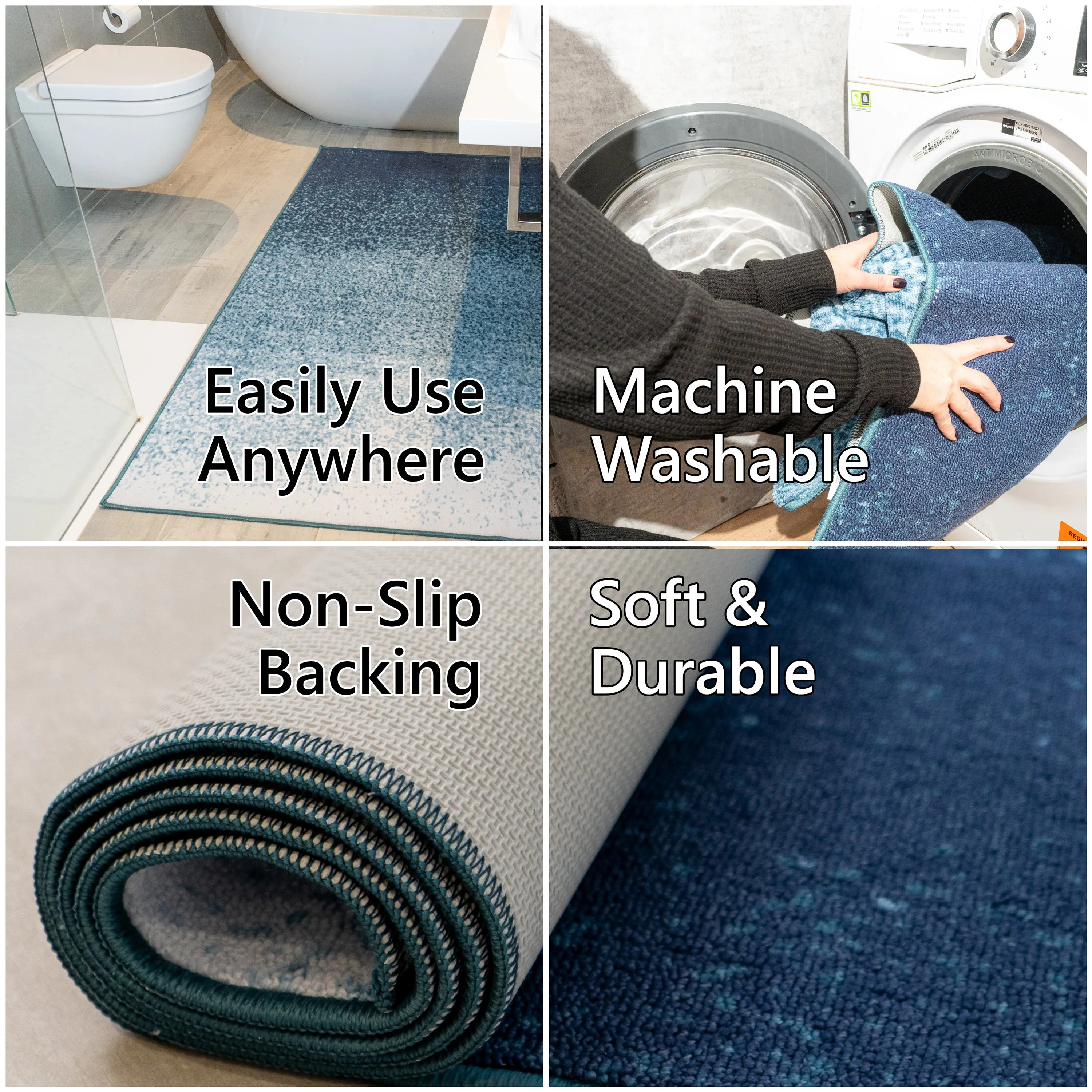 Lex Washable Rug by Fusion in Blue 120 x 180cm