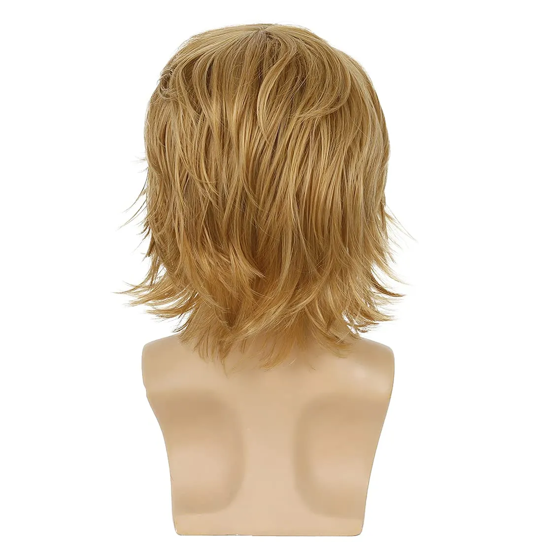 Mens Blonde Wig Short Layered Natural Fluffy Wig Synthetic Heat Resistant Halloween Cosplay Hair Wig