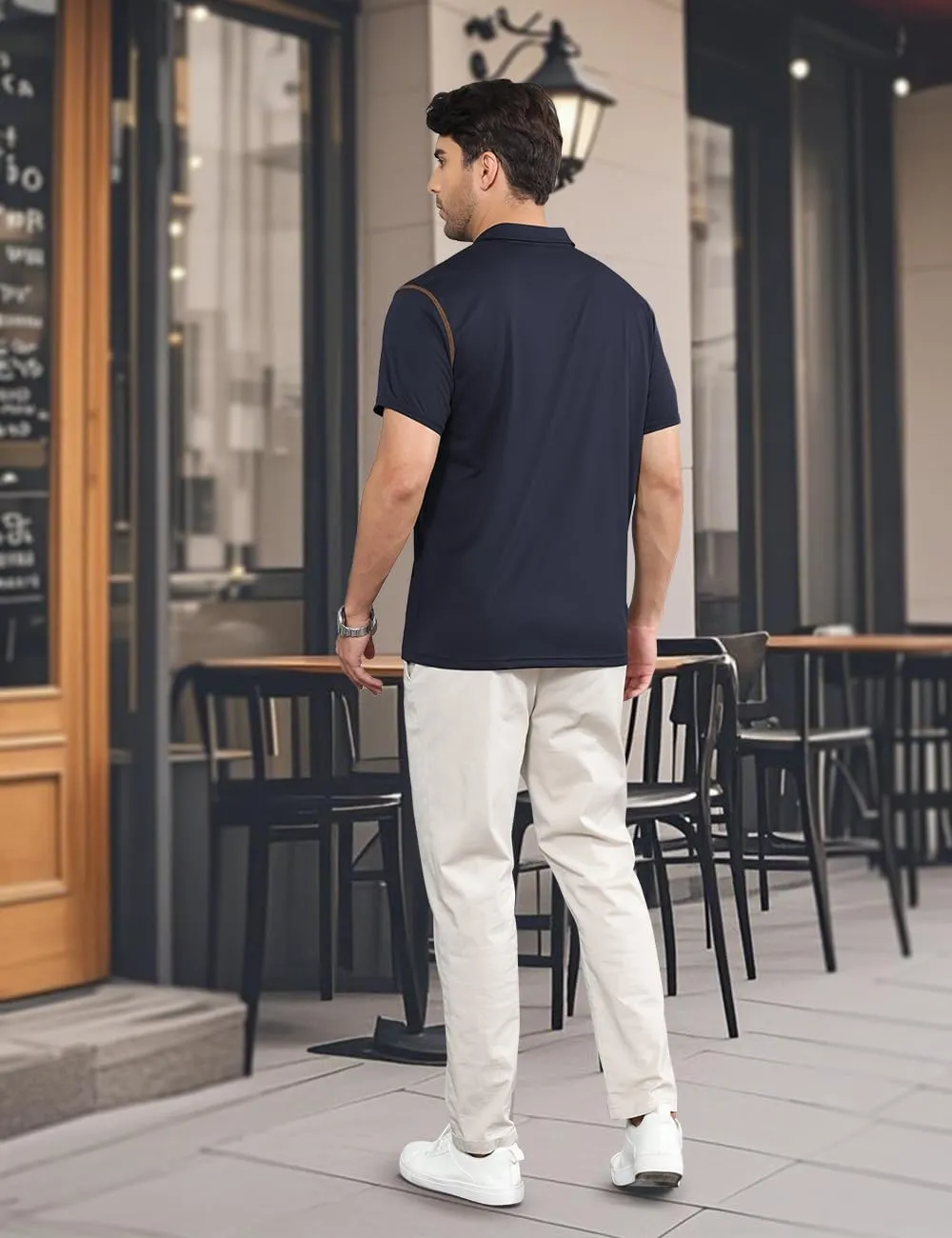 Men's Polo Shirts Short Sleeve Golf Polo T Shirt Lightweight Casual Button Down Shirts Summer Collared with Pocket