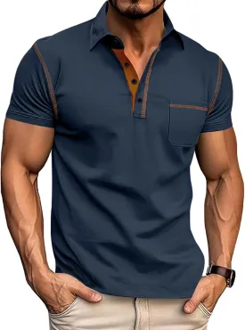 Men's Polo Shirts Short Sleeve Golf Polo T Shirt Lightweight Casual Button Down Shirts Summer Collared with Pocket