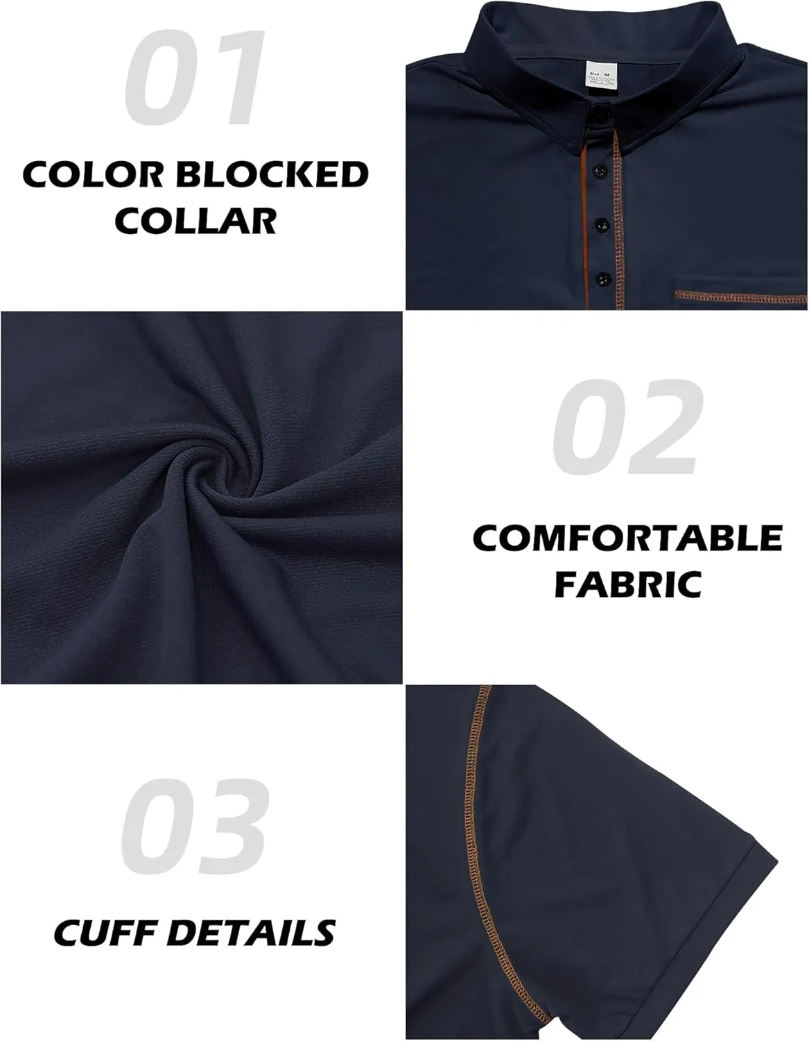Men's Polo Shirts Short Sleeve Golf Polo T Shirt Lightweight Casual Button Down Shirts Summer Collared with Pocket