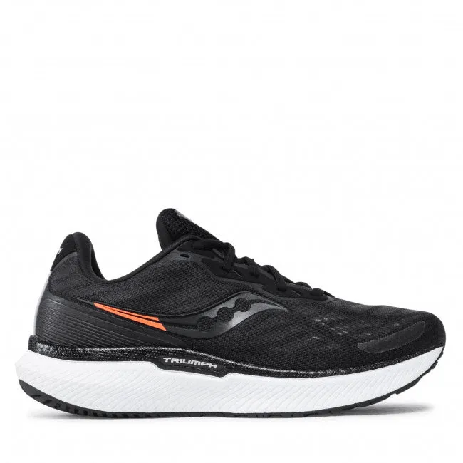 Mens Saucony Triumph 19 Running Shoes - Lightweight Cushioned, Breathable, Black/White