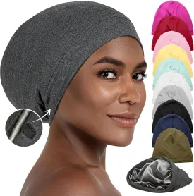 Silk Satin Bonnet Hair Cover Sleep Cap for Sleeping Beanie Hat Adjustable Stay On Headwear Lined Natural Nurse Cap for Women