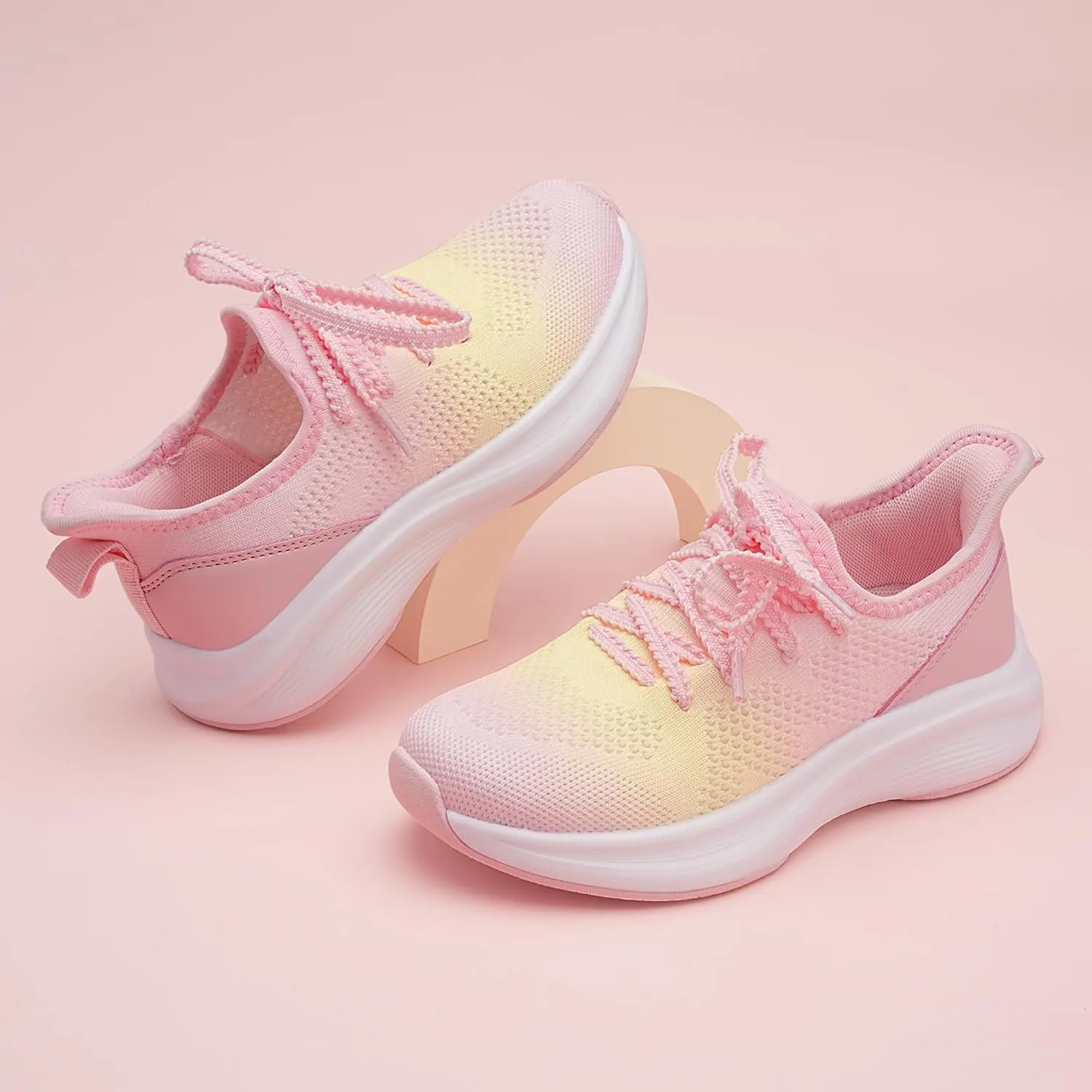 Stelle Girls Sneakers Kids Tennis Running Walking Shoes Slip-On Athletic Non Slip Lightweight Breathable Sport Shoes for Little/Big Kid