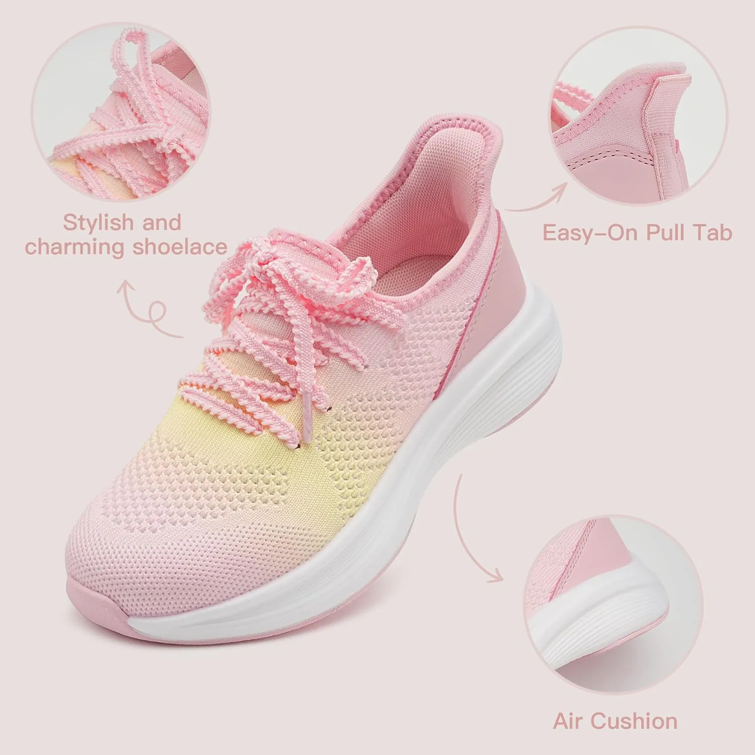 Stelle Girls Sneakers Kids Tennis Running Walking Shoes Slip-On Athletic Non Slip Lightweight Breathable Sport Shoes for Little/Big Kid