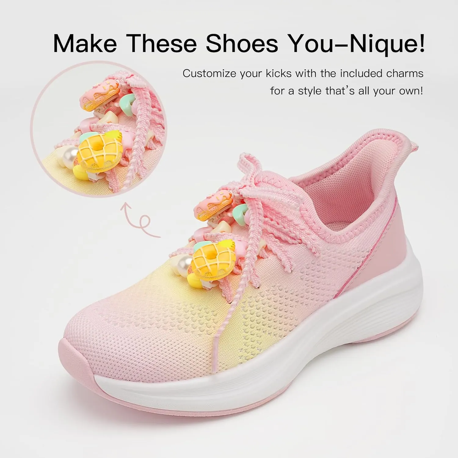 Stelle Girls Sneakers Kids Tennis Running Walking Shoes Slip-On Athletic Non Slip Lightweight Breathable Sport Shoes for Little/Big Kid