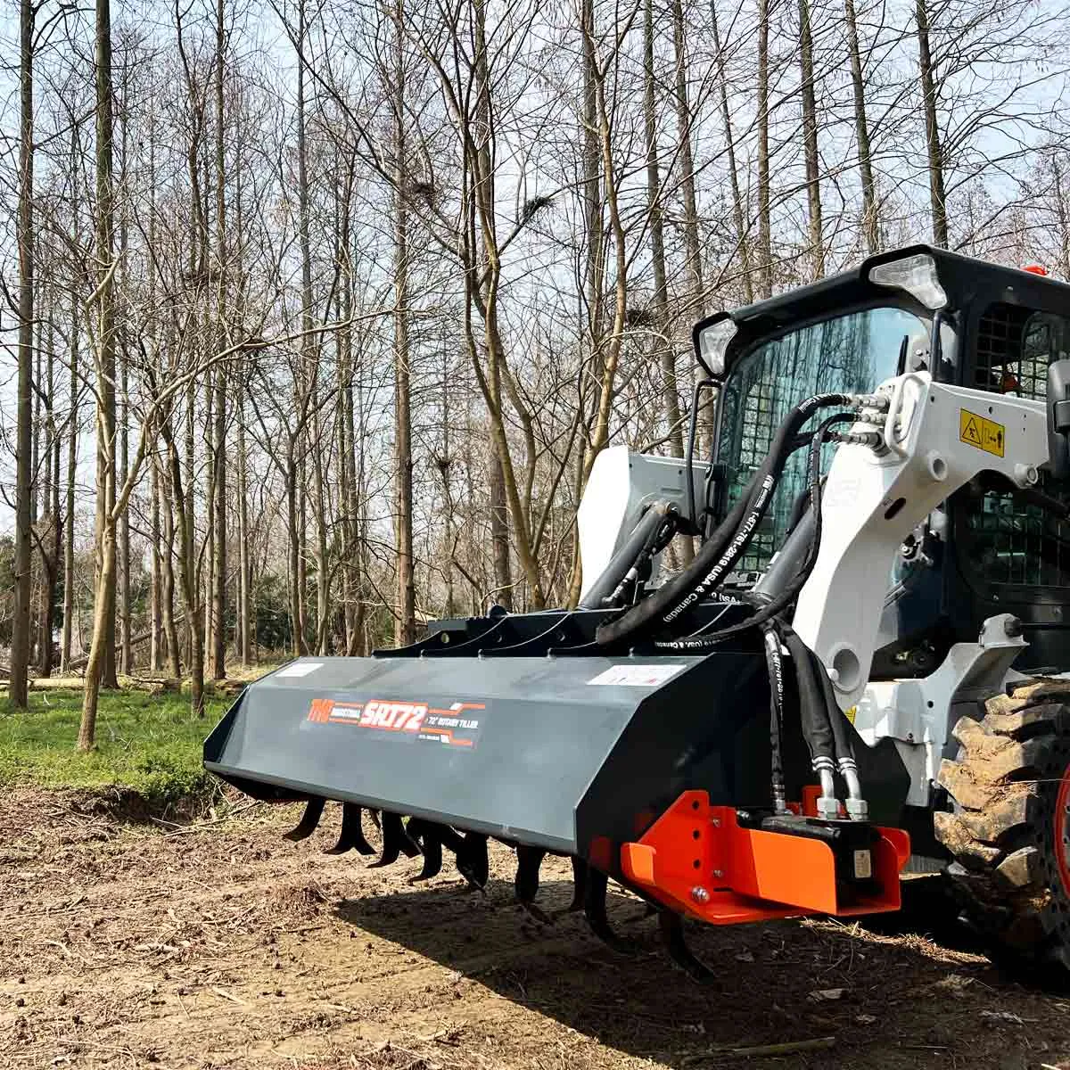 TMG Industrial 72” Skid Steer Rotary Tiller, Bi-Directional, 6” Tilling Depth, Universal Skid Mount, TMG-SRT72