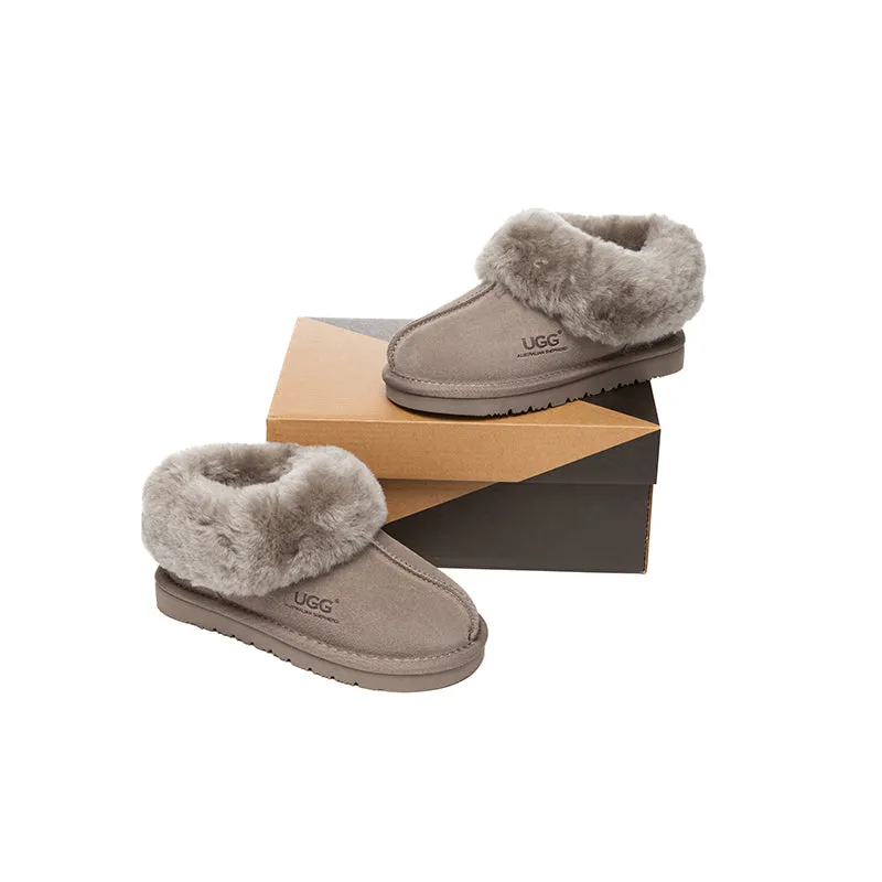 UGG Slippers Kids Sheepskin Wool Ankle Homey