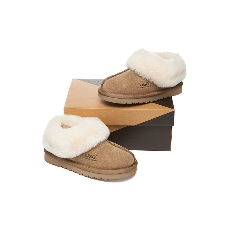 UGG Slippers Kids Sheepskin Wool Ankle Homey