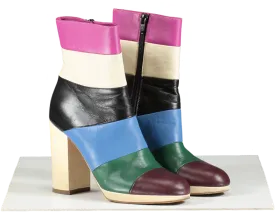 Valentino Multicoloured Striped Leather Ankle Boots UK 3 EU 36 👠