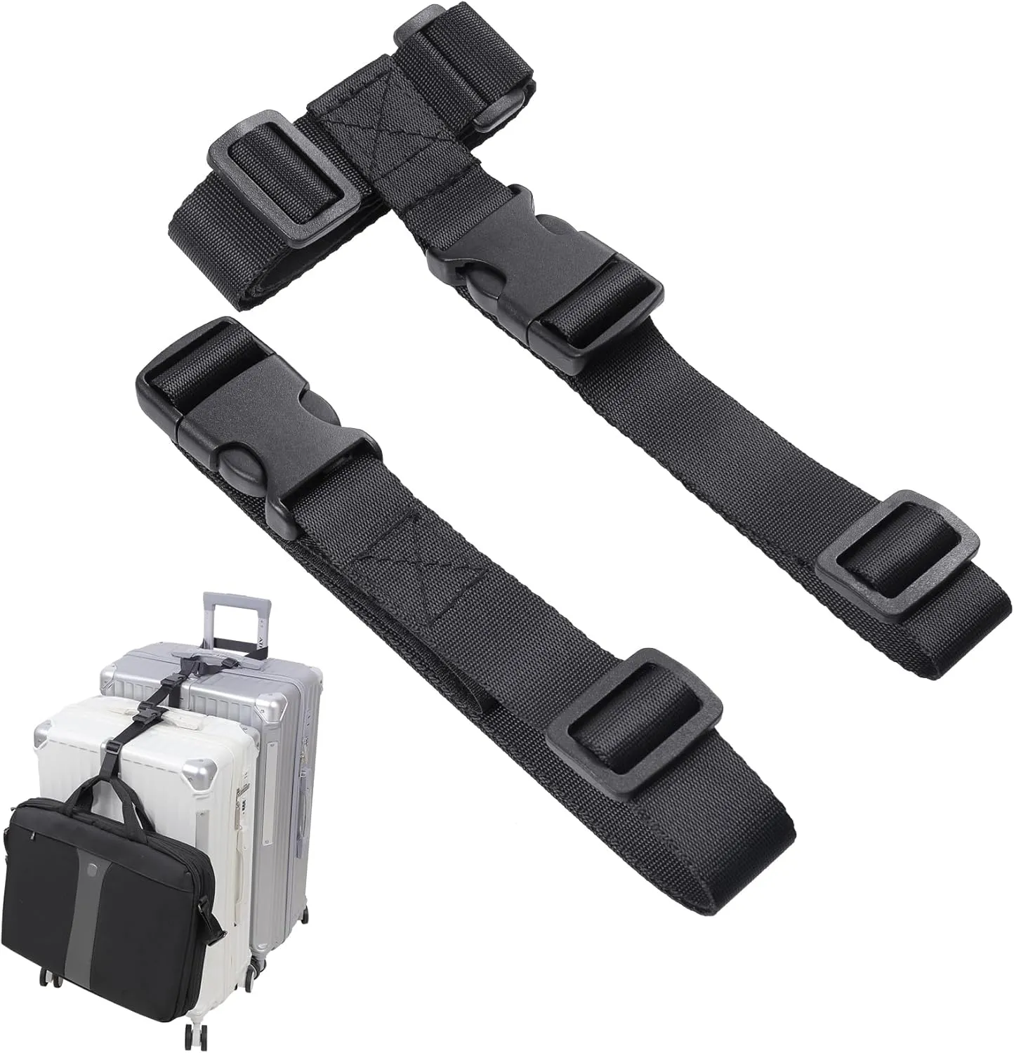 Vigorport Luggage Straps, Luggage Connector Straps for Suitcases Add A Bag and Connect Your 2 Suitcases Together Adjustable Attachment Accessories Belts (1'' Width S Size)