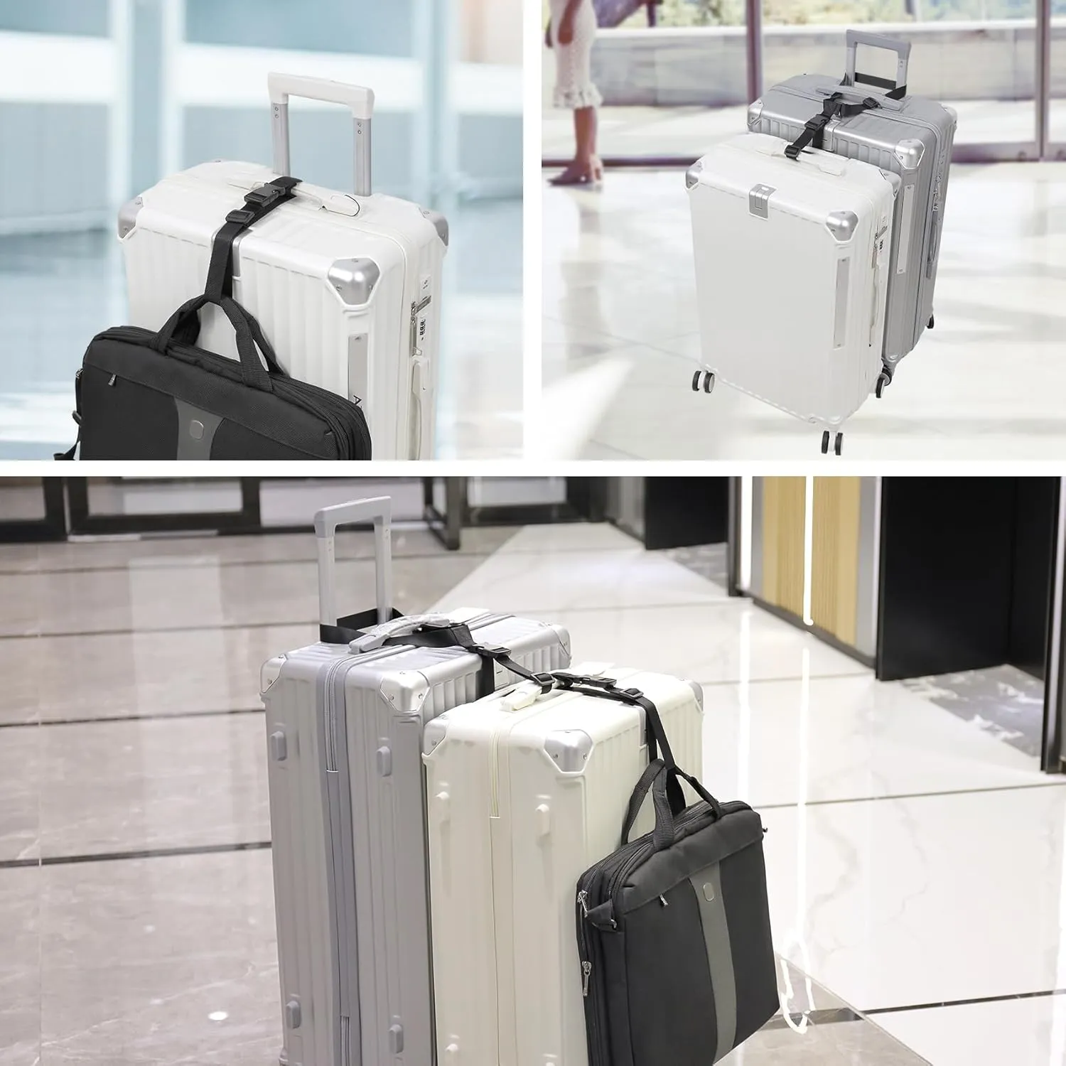 Vigorport Luggage Straps, Luggage Connector Straps for Suitcases Add A Bag and Connect Your 2 Suitcases Together Adjustable Attachment Accessories Belts (1'' Width S Size)