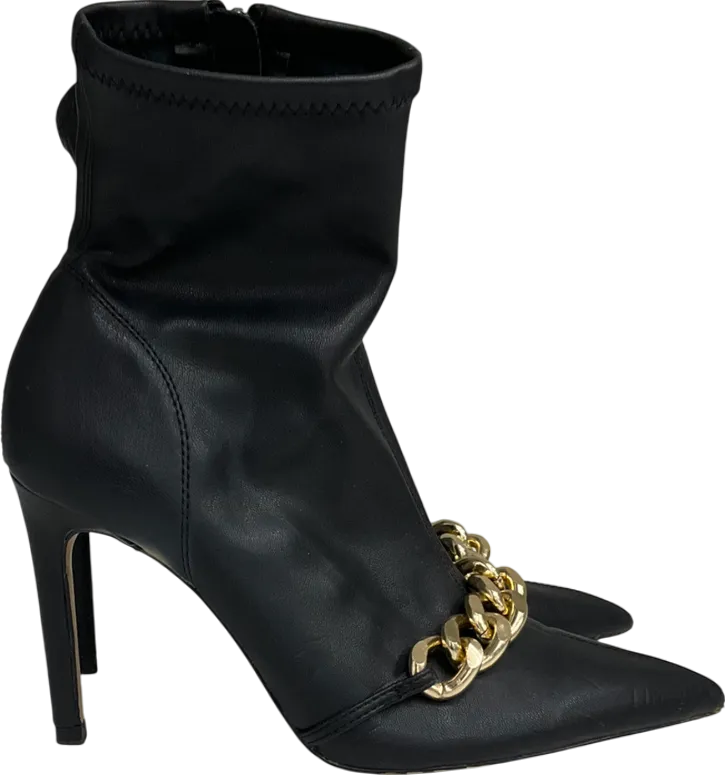 ZARA Black Gold Chain Faux Leather Ankle Boots UK 5 EU 38 👠
